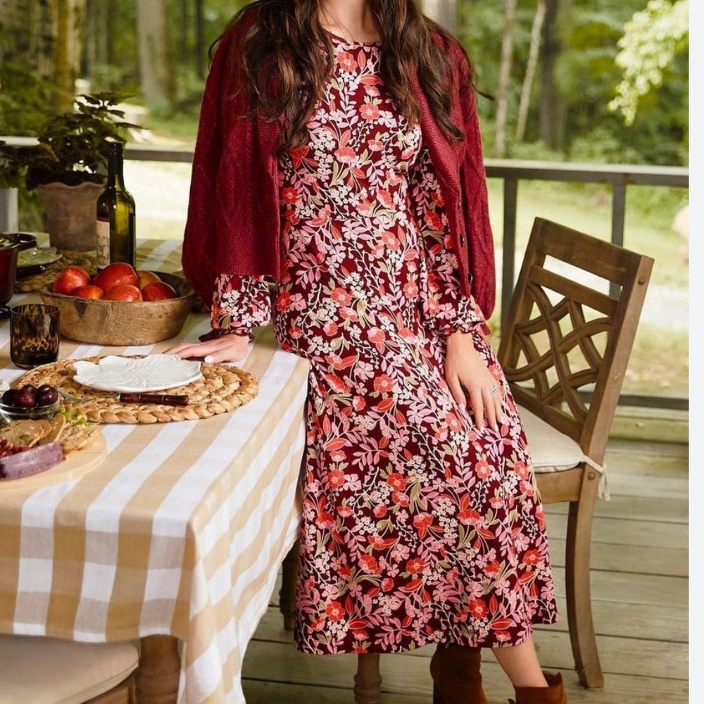 Draper James Floral Long Sleeve midi Dress size M